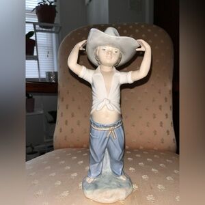 Nao by Lladro "Little Cowboy Boy" or "Boy with Big Hat". Excellent condition
